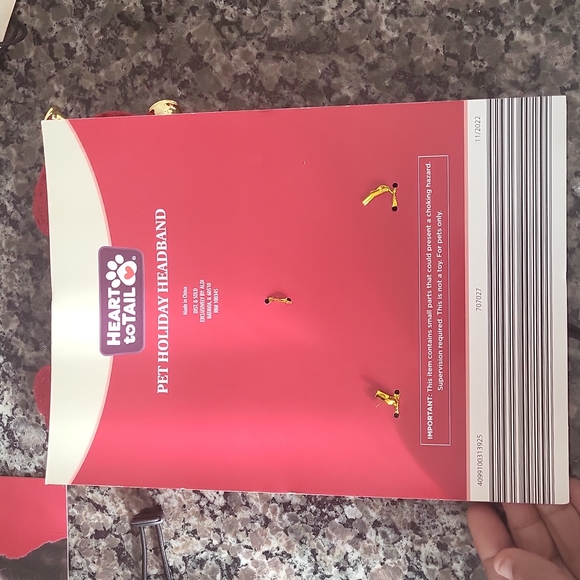 Heart to Tail PET HOLIDAY HEADBAND toggle for secure fit, fabric headband new . - Picture 4 of 4